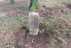 Šikovný technik z rumburské Lesní správy odborně opravil historický hraniční kámen z roku 1843
